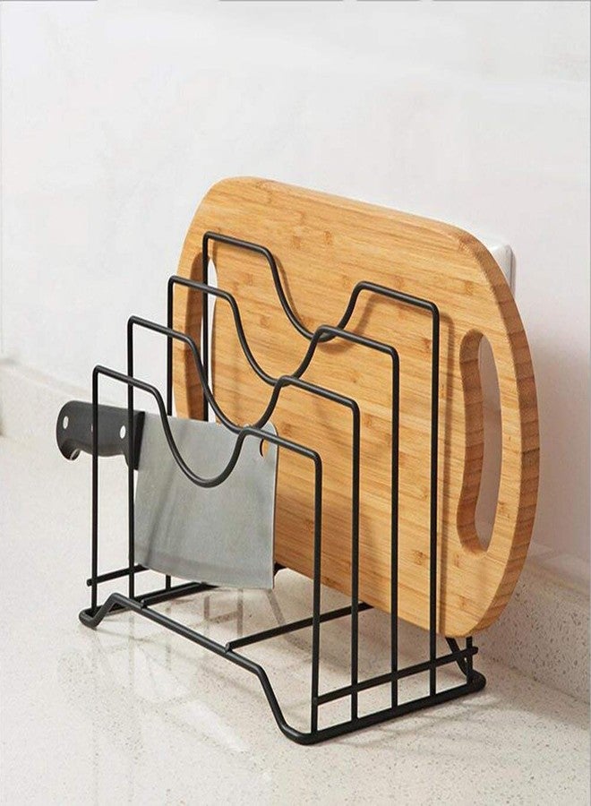PARVY 4 Slot Pan Cover Storage Rack Plate Pot Lid Rack Cutting Board Organizer for Kitchen Pantry and Counter top - Bake ware and Kitchenware Cabinet (1 Pcs) (Color : Black) - Image 4