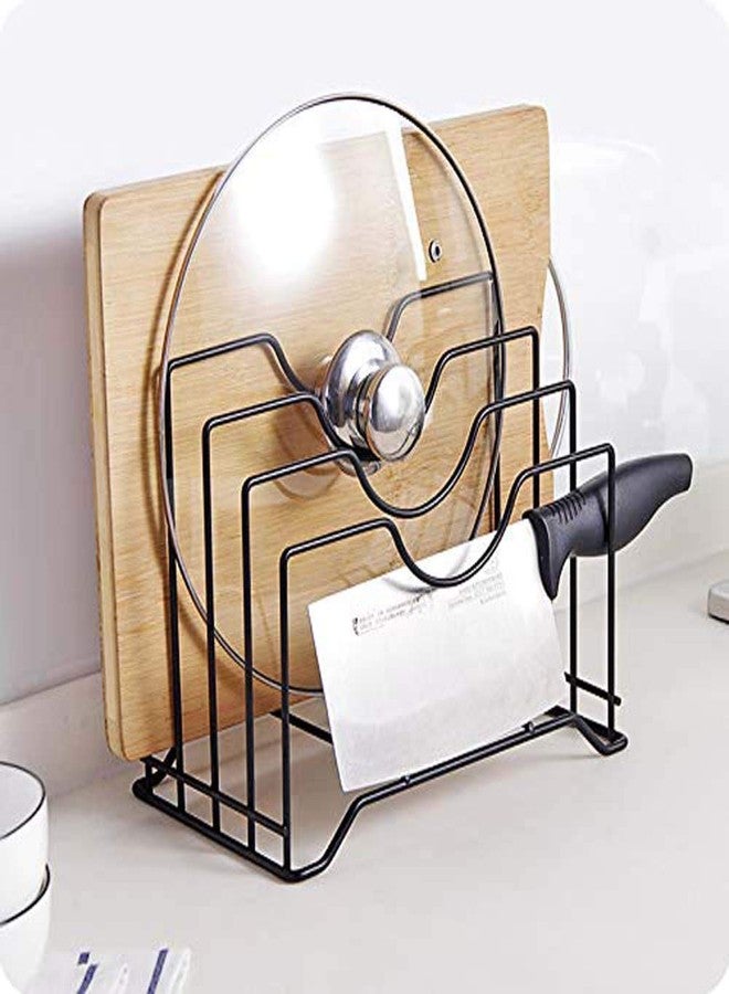 PARVY 4 Slot Pan Cover Storage Rack Plate Pot Lid Rack Cutting Board Organizer for Kitchen Pantry and Counter top - Bake ware and Kitchenware Cabinet (1 Pcs) (Color : Black) - Image 1