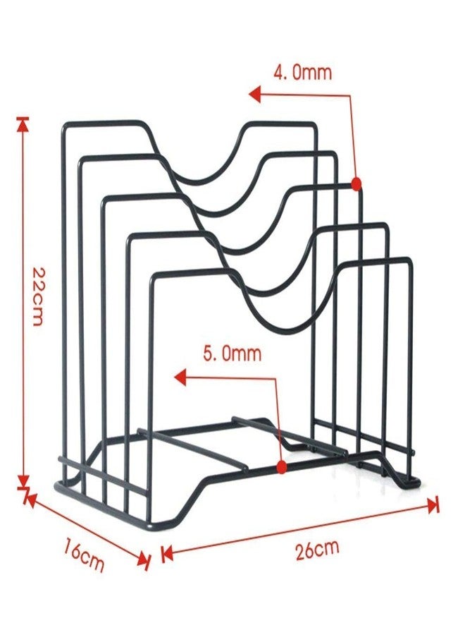 PARVY 4 Slot Pan Cover Storage Rack Plate Pot Lid Rack Cutting Board Organizer for Kitchen Pantry and Counter top - Bake ware and Kitchenware Cabinet (1 Pcs) (Color : Black) - Image 2