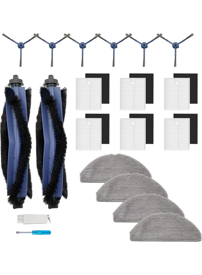 XICEN 20 Pcs Replacement Parts Accessories for Eufy L60 Hybrid/L60 Hybrid SES/G50 Hybrid/G50, 2 Main Brushes, 6 Side Brushes, 6 Filters, 4 Mop Pads,1 Clean Tool, 1 Screwdriver - Image 1