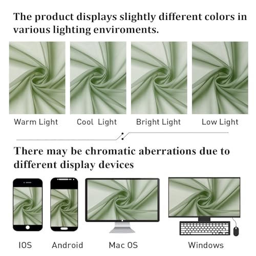 Lecloud Short Sheer Curtains 54 Inches Length 2 Panels, Light Filtering Voile Curtain Drapes for Half Window Kitchen Bedroom, Basic Rod Pocket Living Room Sheer Curtains, 40Wx54L Inches, Sage Green - Image 5