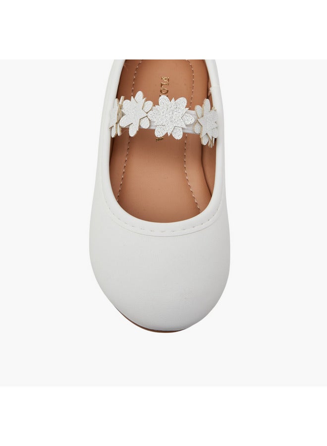 Flora Bella By Shoexpress Girls Floral Accent Ballerina Shoes with Elasticated Strap  - Image 4