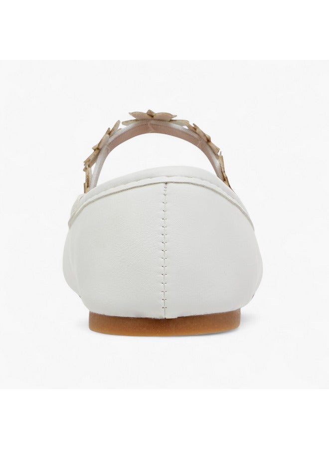 Flora Bella By Shoexpress Girls Floral Accent Ballerina Shoes with Elasticated Strap  - Image 5