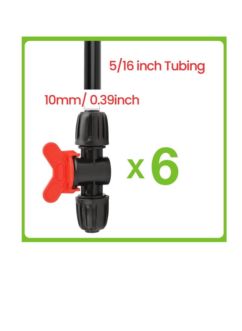 general 6 Packs 5/16” Drip Irrigation Shut Off Valve, In-Line Barbed Locking Valve for 5/16 Inch Tubing, Water Flow Control for Garden, Greenhouse, Raised Bed Systems - Image 2