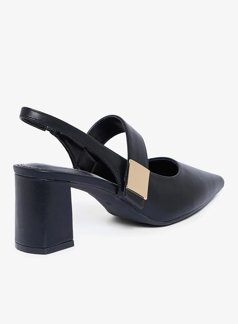 Geoomnii BLACK Geoomnii Mid Heel Mules for Women – Stylish Backless Slip-On Heels for Office, Party & Everyday Wear for Women | Best Price UAE