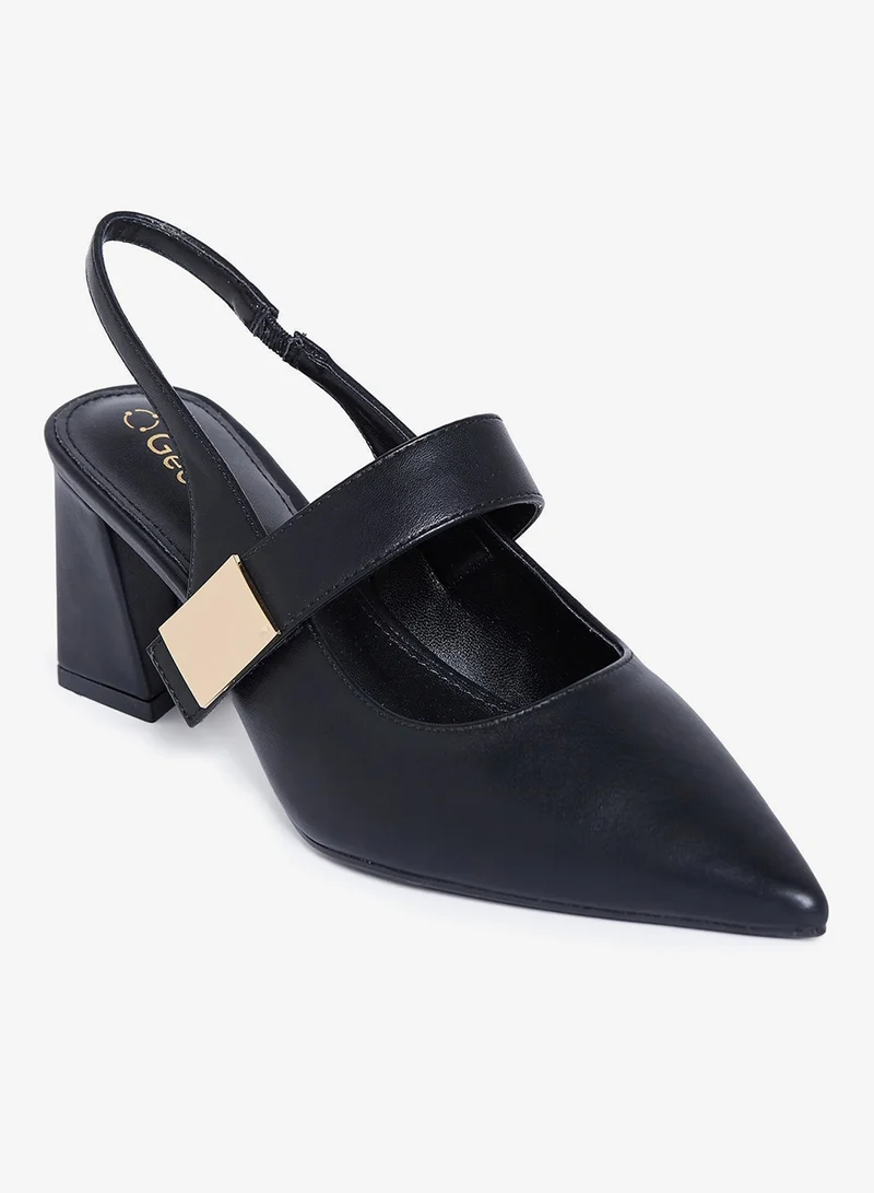 Geoomnii BLACK Geoomnii Mid Heel Mules for Women – Stylish Backless Slip-On Heels for Office, Party & Everyday Wear for Women | Best Price UAE