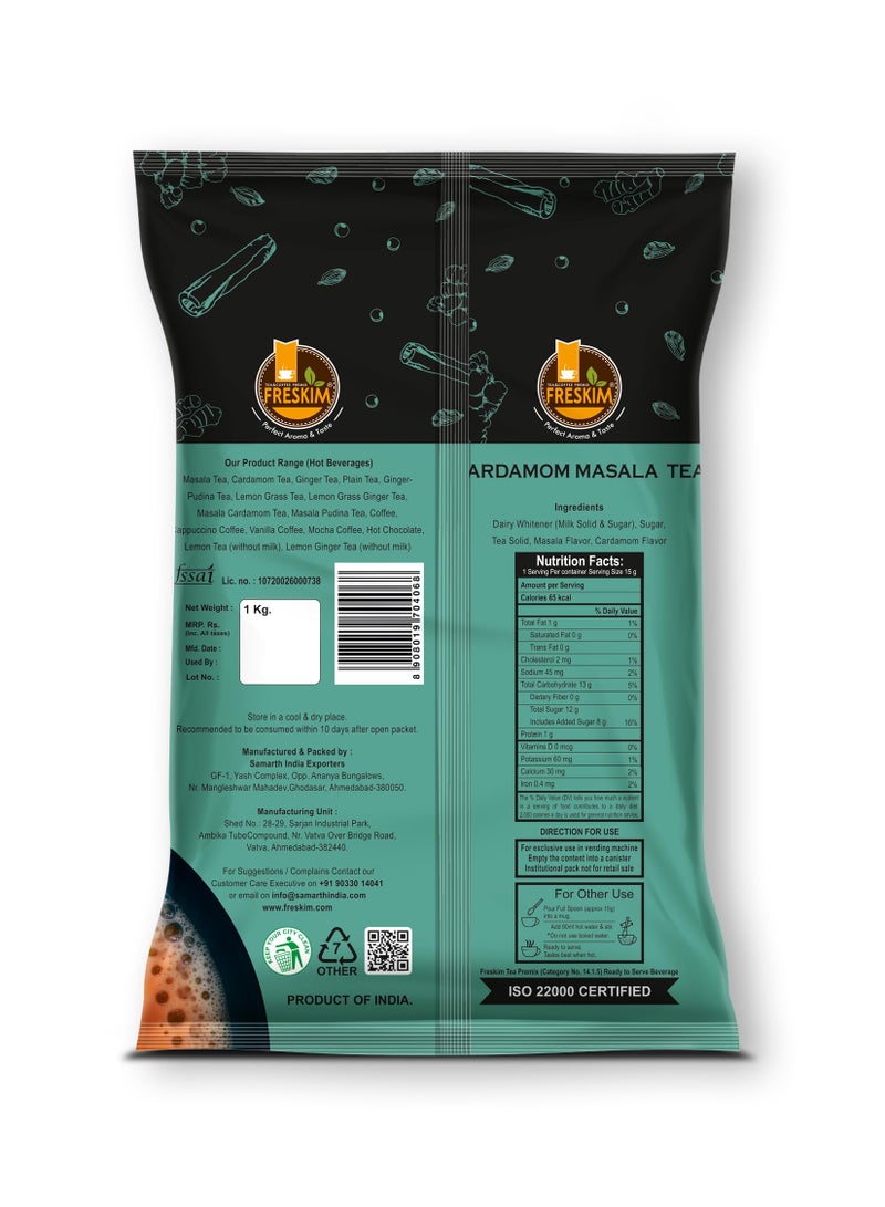 FRESKIM Premium/low sugar Cardamom Masala Tea Premix | low sugar Masala Tea Powder | Masala | 1Kg Pack | Perfect Aroma & Taste | Readymade | Instant | Vending Machine - Image 2