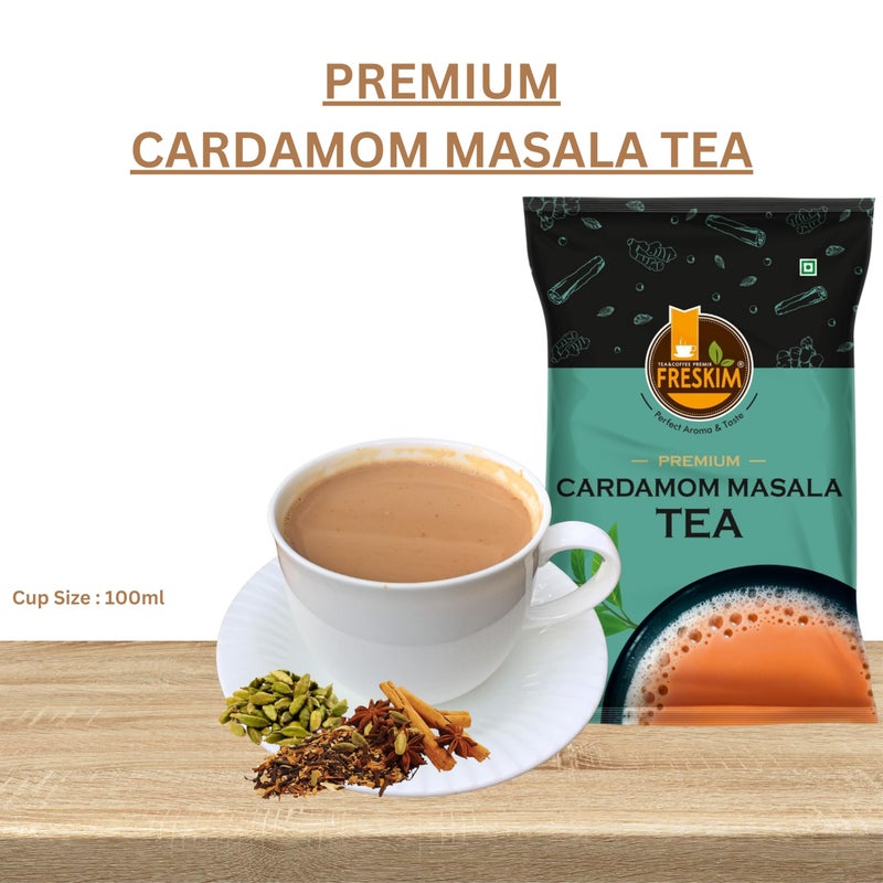 FRESKIM Premium/low sugar Cardamom Masala Tea Premix | low sugar Masala Tea Powder | Masala | 1Kg Pack | Perfect Aroma & Taste | Readymade | Instant | Vending Machine - Image 3