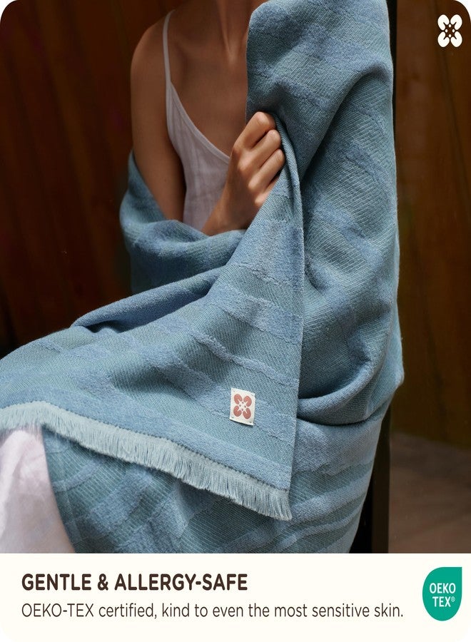 Bedsure 100% Cotton Throw Blanket for Couch - Chenille Woven Textured Blanket Gifts for Women, Cozy and Soft for All Seasons, Home Decor Boho Throw for Bed, Sofa, Tapestry, 50x60 Inches - Image 3