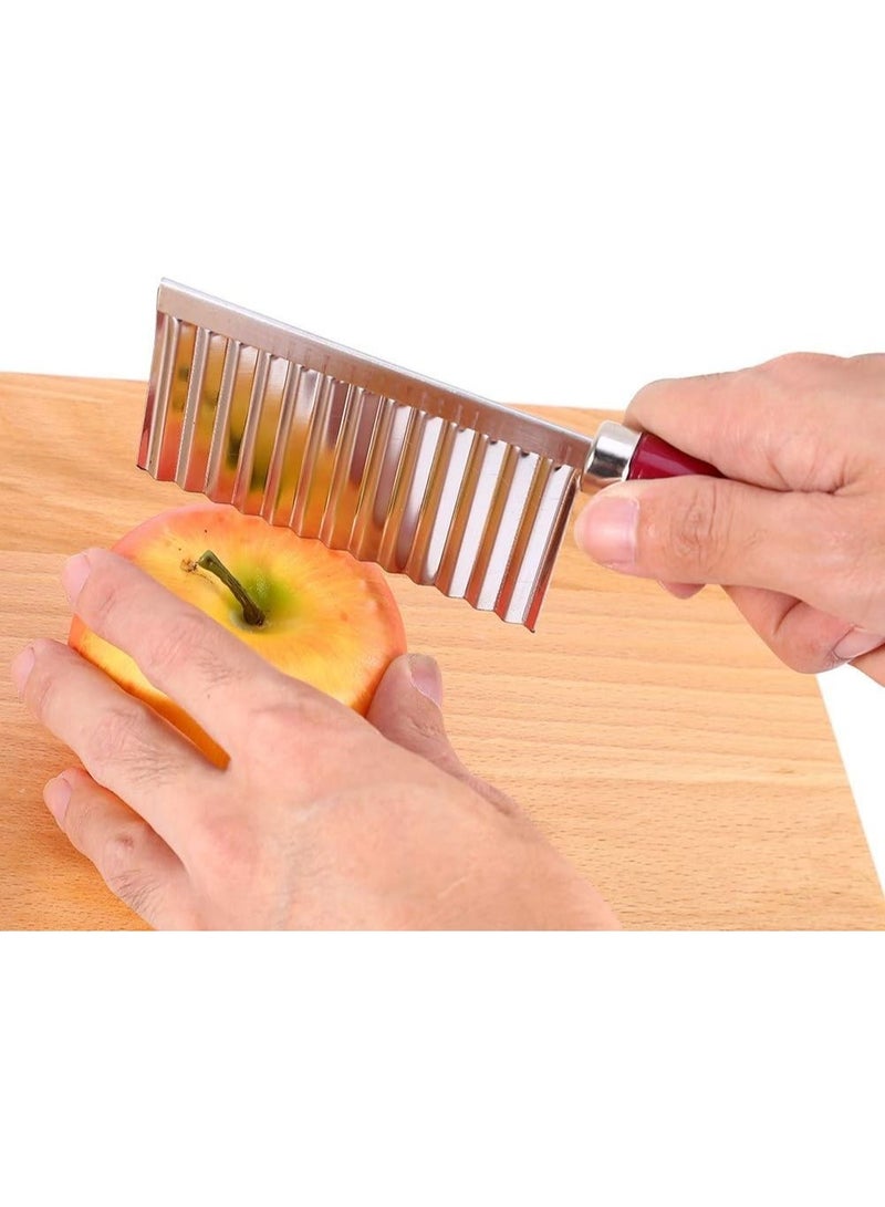 Crinkle Cut Vegetable & Fruit Knife – Wavy Stainless Steel Blade French Fry and Salad Cutter – Decorative Potato Slicer for Home Kitchen Use - Image 2