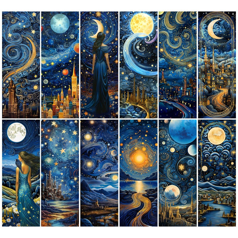 Anseal 12 PCS Celestial Bookmark, Bookmarks for Book Lovers, Bulk Bookmarks for Men, Unique Book Mark for Reading for Boys, Girls, Students, Classroom Gifts, School Prize, Reading Present - Image 1