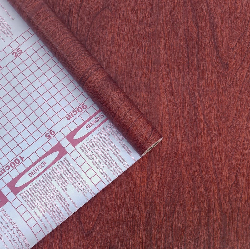 HOMEMATES Self-Adhesive Wallpaper Waterproof Old Furniture Vinyl Stickers Wooden Door Wardrobe Desktop PVC Wall Papers 30 X 304 CM (Cherry Wood), Brown - Image 2