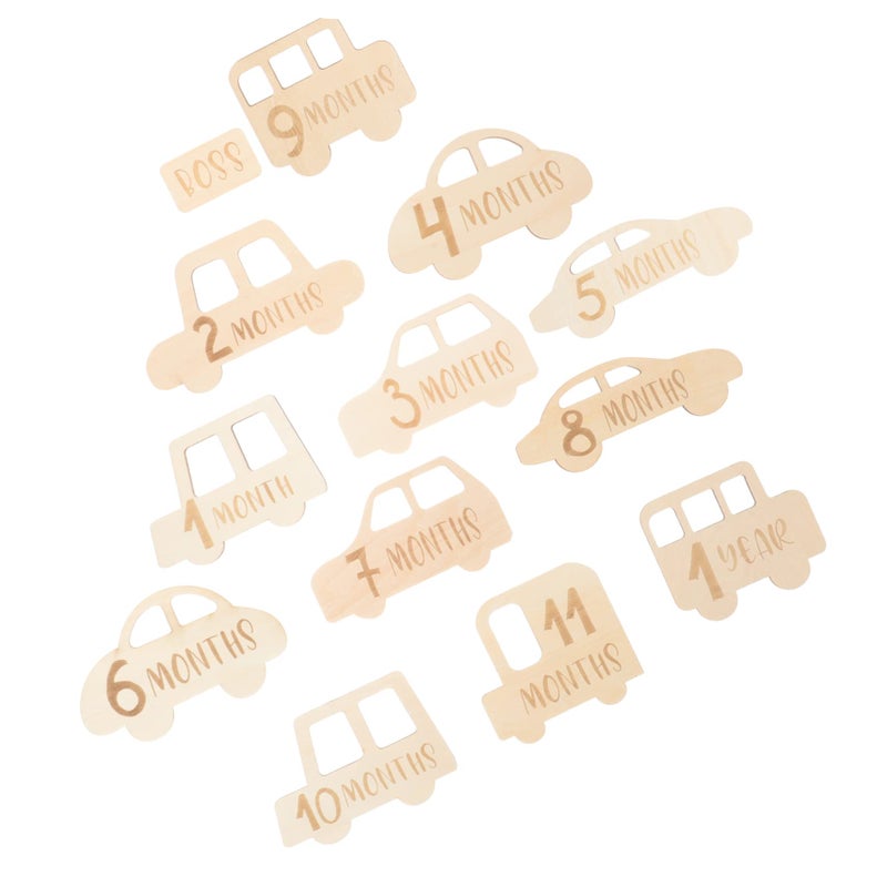13pcs Wooden Baby Growth Photo Props Cards For Newborn First Year Milestones Tracking - Image 2