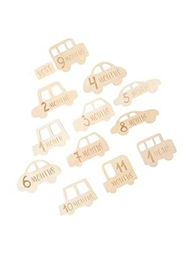 13pcs Wooden Baby Growth Photo Props Cards For Newborn First Year Milestones Tracking - Image 1