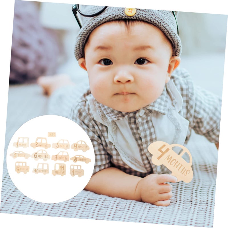 13pcs Wooden Baby Growth Photo Props Cards For Newborn First Year Milestones Tracking - Image 4