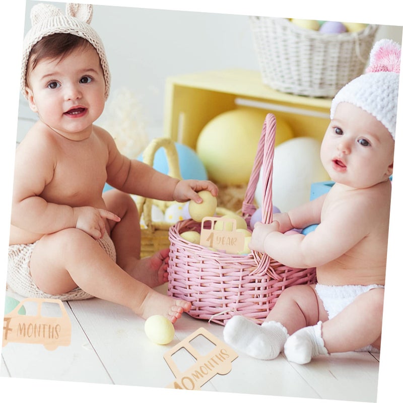 13pcs Wooden Baby Growth Photo Props Cards For Newborn First Year Milestones Tracking - Image 5