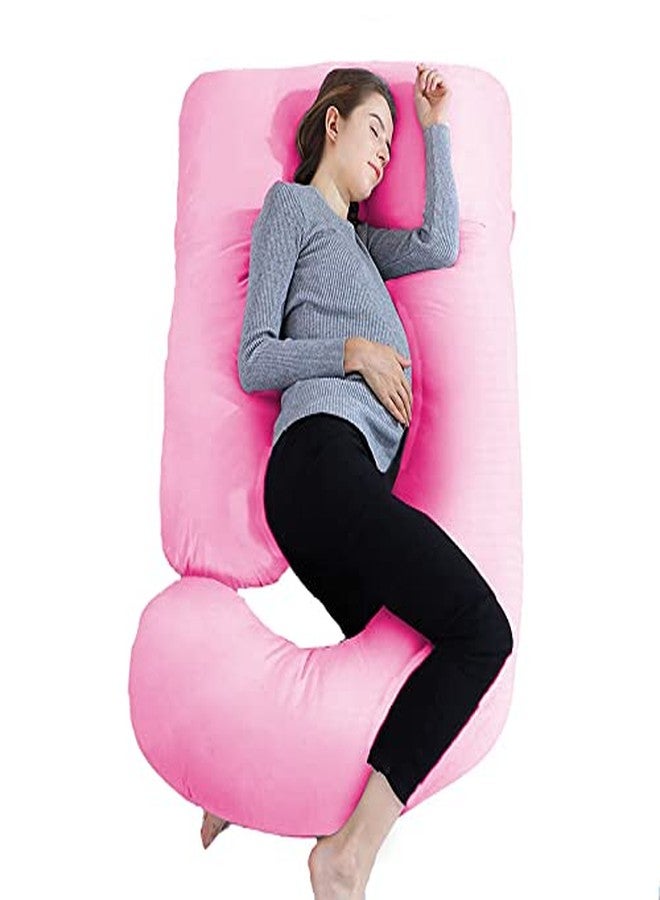 DADDY COOL Upgrade Model J Shape Pregnancy Pillow/Pregnant Women Full Body Relax Pillow/Maternity Pillow with 100% Cotton Zippered Cover, Standard (Pink) - Image 1