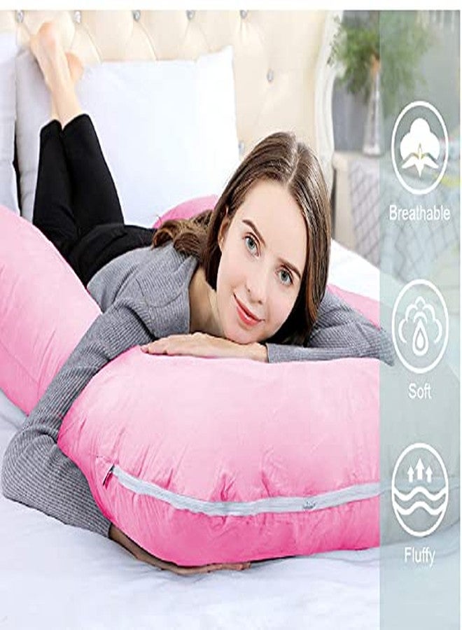 DADDY COOL Upgrade Model J Shape Pregnancy Pillow/Pregnant Women Full Body Relax Pillow/Maternity Pillow with 100% Cotton Zippered Cover, Standard (Pink) - Image 5