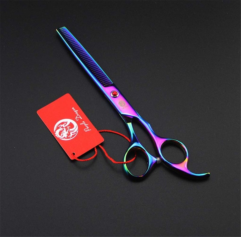 Purple Dragon Professional 7.0 inch 4PCS Pet Grooming Scissors Kit Japan Premium Steel Straight & Curved & Thinning Blade Dog Hair Cutting Shears Set with Case - Image 3