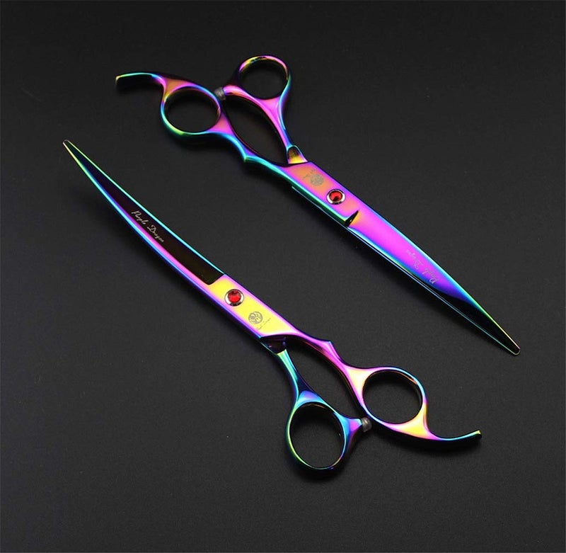 Purple Dragon Professional 7.0 inch 4PCS Pet Grooming Scissors Kit Japan Premium Steel Straight & Curved & Thinning Blade Dog Hair Cutting Shears Set with Case - Image 4