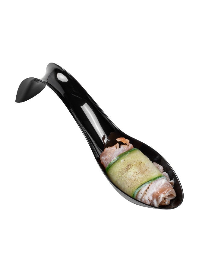 Restaurantware 5 Inch Teardrop Spoons, 100 Stiletto Spoons - Disposable, Indented Basin, Black Plastic Tasting Spoons, For Weddings Or Catering - Image 1