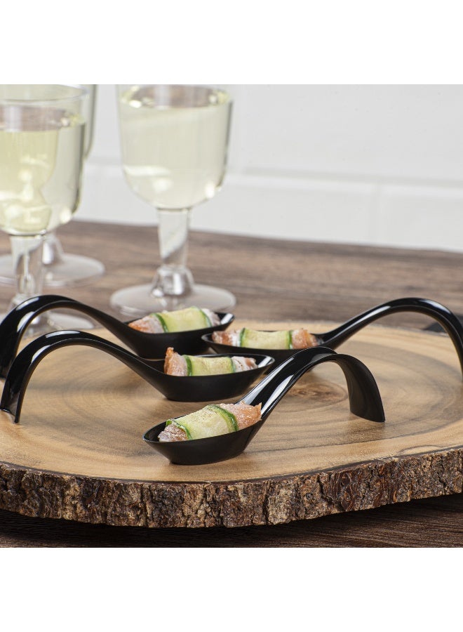 Restaurantware 5 Inch Teardrop Spoons, 100 Stiletto Spoons - Disposable, Indented Basin, Black Plastic Tasting Spoons, For Weddings Or Catering - Image 3