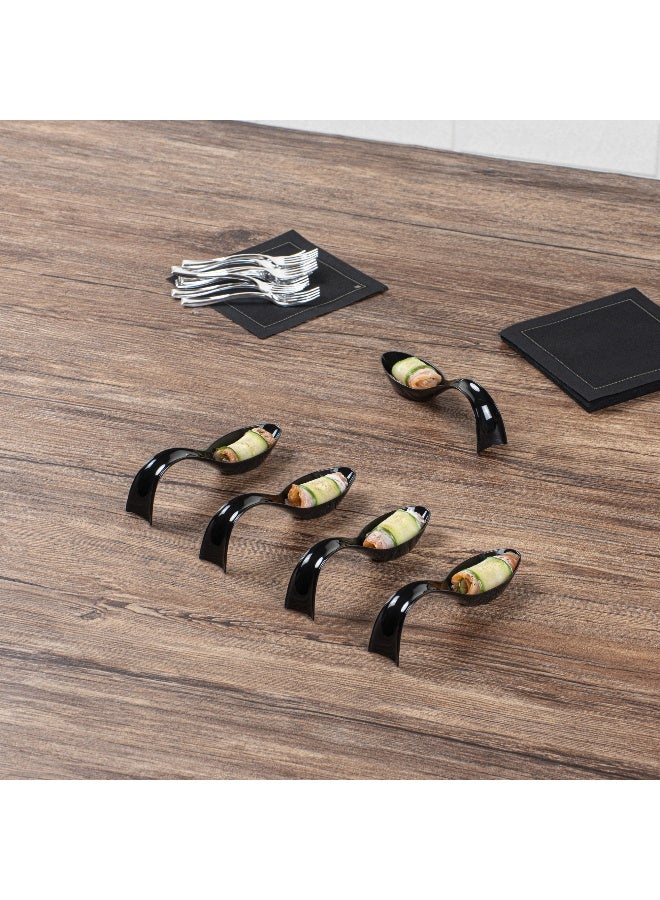 Restaurantware 5 Inch Teardrop Spoons, 100 Stiletto Spoons - Disposable, Indented Basin, Black Plastic Tasting Spoons, For Weddings Or Catering - Image 4