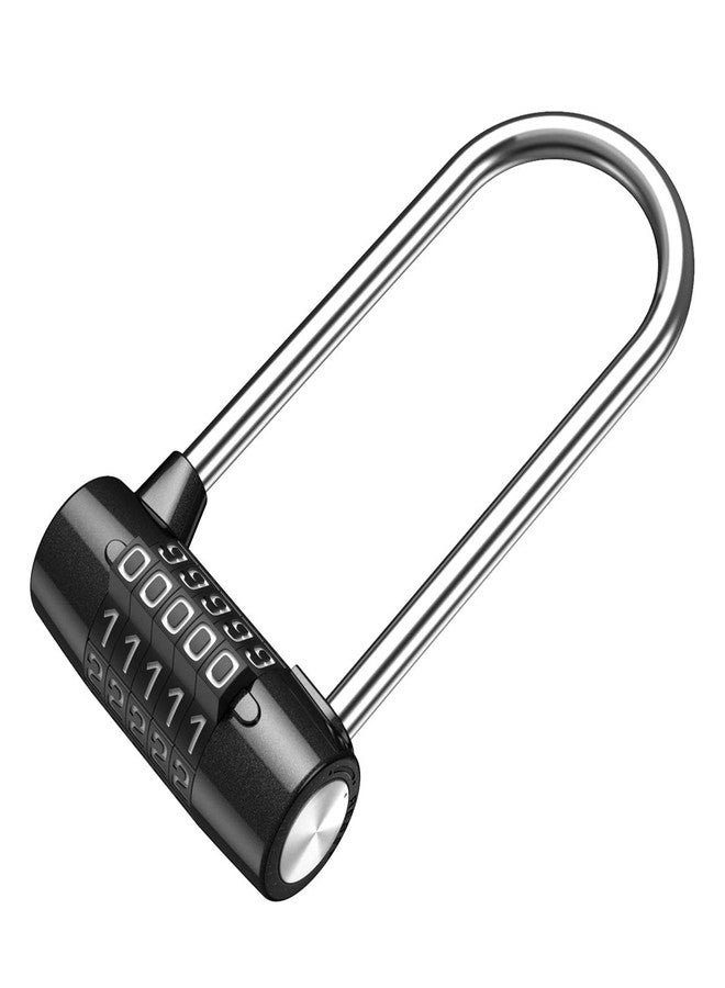 KeeKit 5 Digit Combination Padlock, 4.65 Inch Long Shackle Resettable Padlock, Lengthened Gym Lock Waterproof for School, Employee, Gym & Sports Locker, Gate, Case, Toolbox, Fence - Black - Image 1