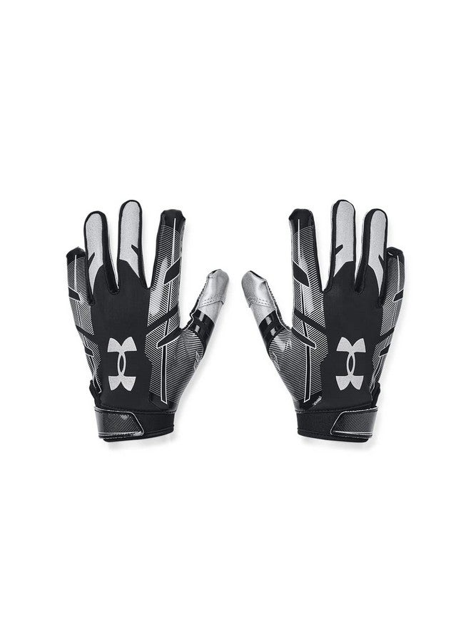 اندر ارمر قفازات كرة القدم للشباب F8 من Under Armour للأولاد، أسود (001)/فضي معدني، مقاس كبير للشباب - Image 1