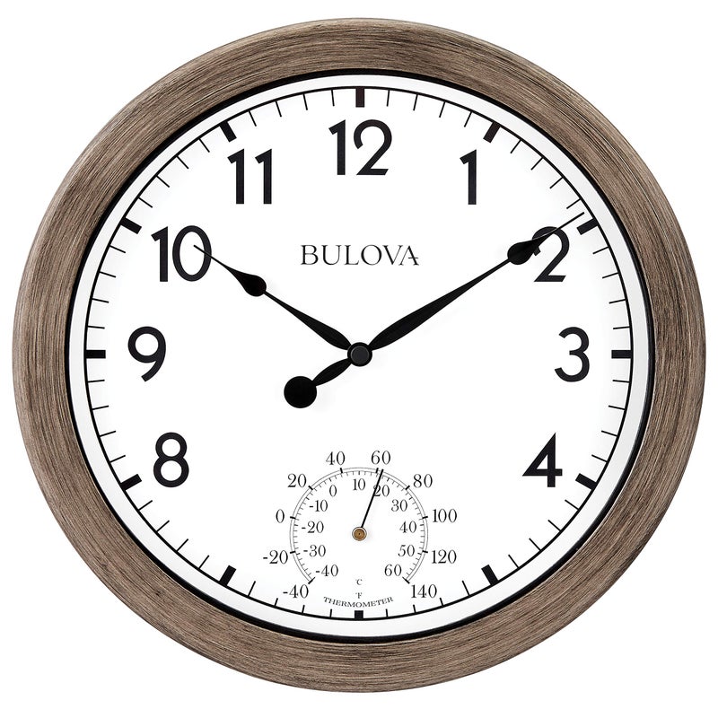Bulova Bulova Patio Time IndoorOutdoor Wall Clock 1025 Rattan Finish C4879 