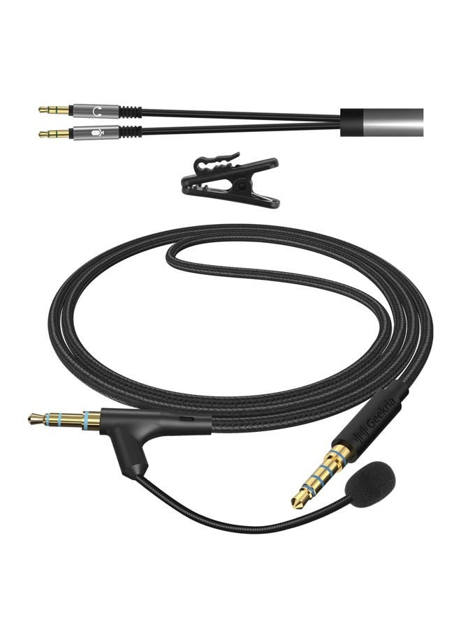 Geekria Boom Mic Headphones Cable Compatible with Sony WH-1000XM6 WH-1000XM5 WH-1000XM4 ULT Wear, 3.5mm Jack Nylon Braided Replacement Cord with Boom Microphone for Gaming & Meeting (5.6ft) - Image 2