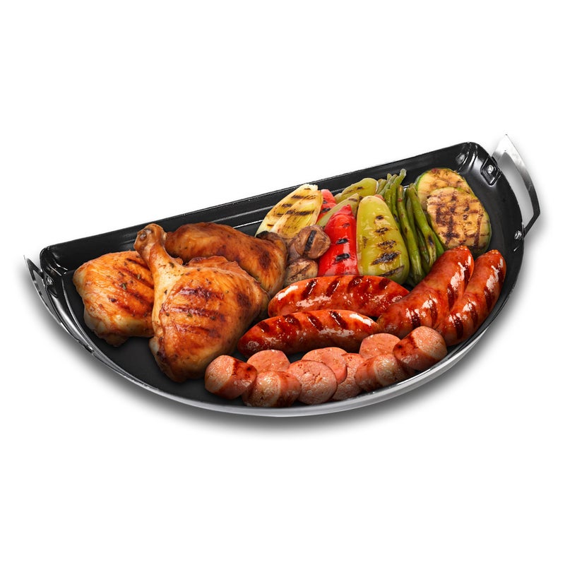 Slow 'N Sear SnS Grills Drip 'N Roast Pan 22", All-in-One Drip Pan, Roasting & Baking Pan for Outdoor Grilling & Indoor Oven Use, Carbon Steel with Black Porcelain Coating - Fits 22â€ Weber & Other Kettle Grills - Image 3