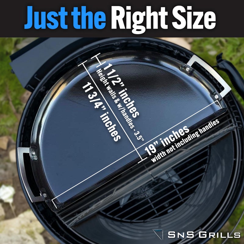 Slow 'N Sear SnS Grills Drip 'N Roast Pan 22", All-in-One Drip Pan, Roasting & Baking Pan for Outdoor Grilling & Indoor Oven Use, Carbon Steel with Black Porcelain Coating - Fits 22â€ Weber & Other Kettle Grills - Image 2