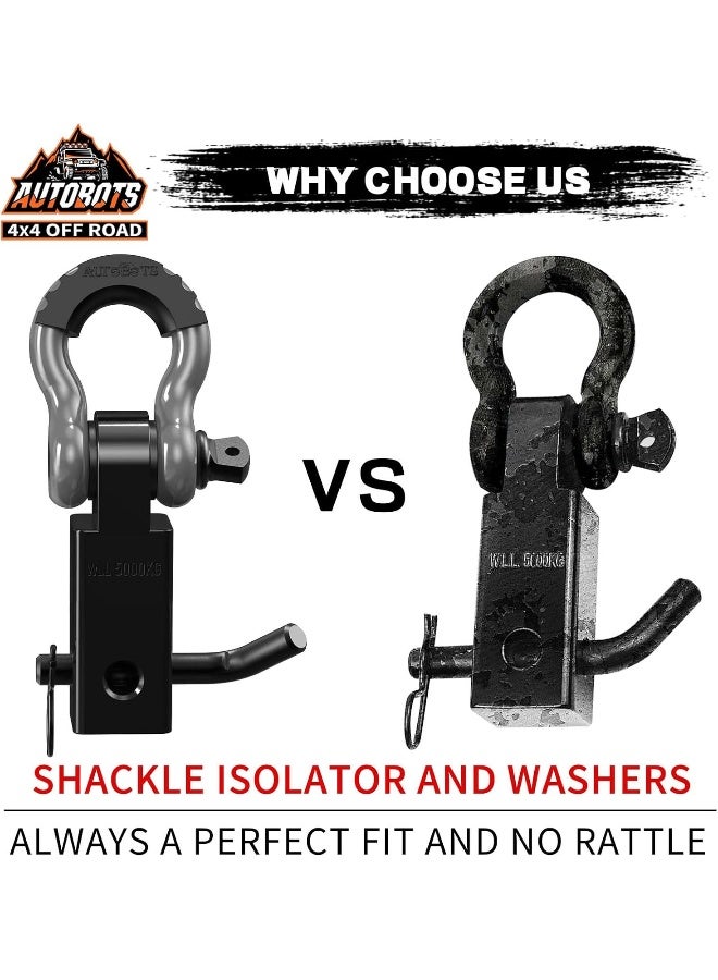 AUTOBOTS Tow Hitch Receiver 2", 45,000 Lbs Break Strength Heavy Duty Receiver With 5/8" Screw Pin, 3/4 Shackle, Towing Accessories For Vehicle Recovery Off-Road 2R-Gray-Black-1 - Image 5