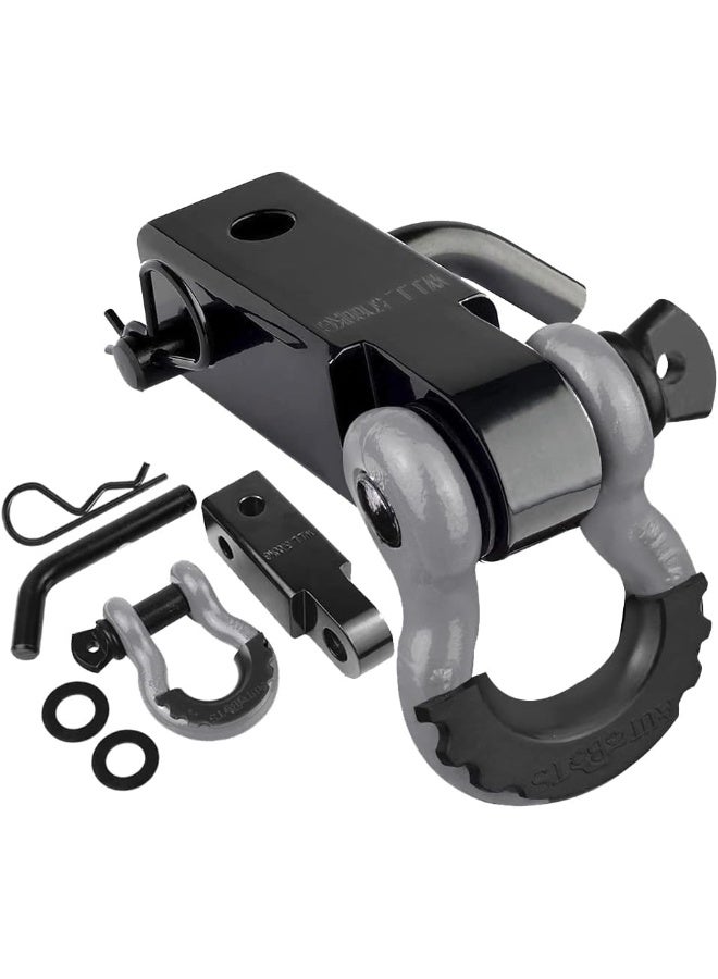 AUTOBOTS Tow Hitch Receiver 2", 45,000 Lbs Break Strength Heavy Duty Receiver With 5/8" Screw Pin, 3/4 Shackle, Towing Accessories For Vehicle Recovery Off-Road 2R-Gray-Black-1 - Image 1