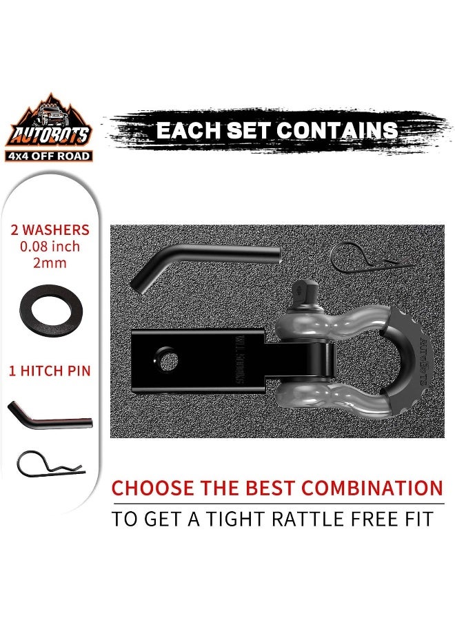AUTOBOTS Tow Hitch Receiver 2", 45,000 Lbs Break Strength Heavy Duty Receiver With 5/8" Screw Pin, 3/4 Shackle, Towing Accessories For Vehicle Recovery Off-Road 2R-Gray-Black-1 - Image 2
