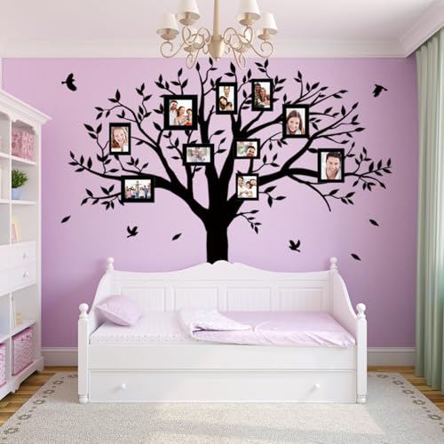 MAFENT Family Tree Wall Decal - 'Family Like Branches On A Tree' Quote Lettering Wall Sticker for Bedroom Decoration (Black) - Image 4