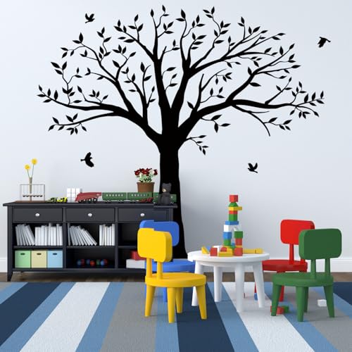 MAFENT Family Tree Wall Decal - 'Family Like Branches On A Tree' Quote Lettering Wall Sticker for Bedroom Decoration (Black) - Image 3