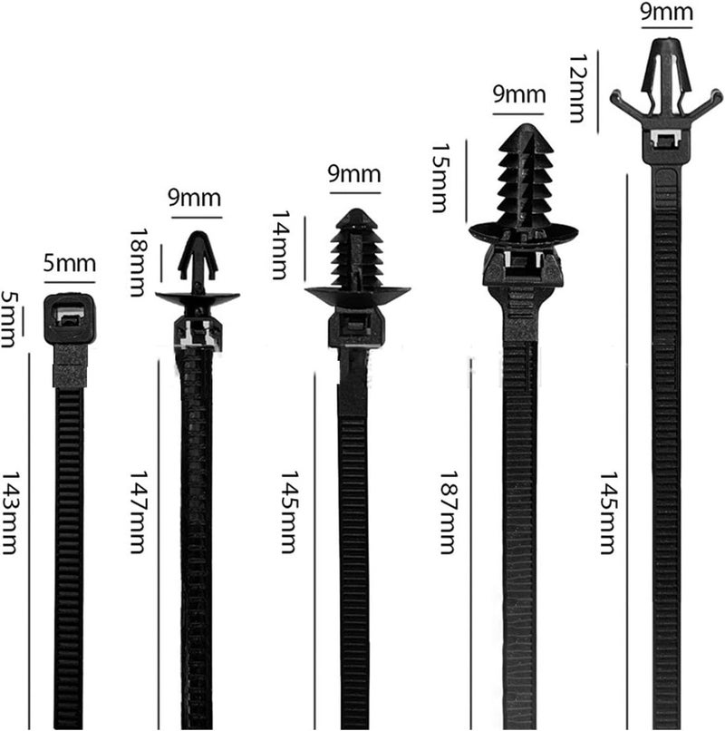 X spring Push Mount Zip Ties, 160Pcs Self Locking Cable Ties, Nylon Car Wire Ties, Reusable Heavy Duty Zip Tie, Automotive Zip Ties, Wire Harness Clips For Indoor Wiring, Construction, Car Wire - Image 5