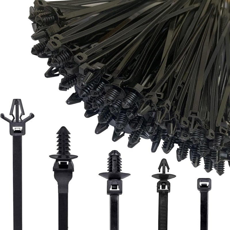 X spring Push Mount Zip Ties, 160Pcs Self Locking Cable Ties, Nylon Car Wire Ties, Reusable Heavy Duty Zip Tie, Automotive Zip Ties, Wire Harness Clips For Indoor Wiring, Construction, Car Wire - Image 1