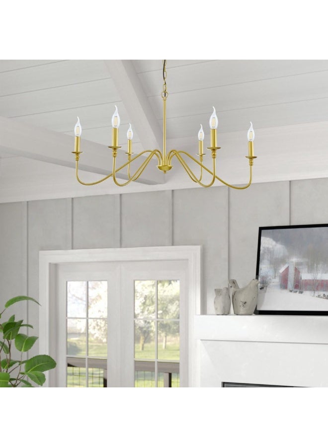 Jorunb 6 Light Chandelier,Contemporary Light Fixture for Dining Room, Sleek Gold Chandelier suitable for Elegant Areas, Hanging Ceiling Light for Farmhouse Style in Living Room, Kitchen, and Bedroom - Image 5