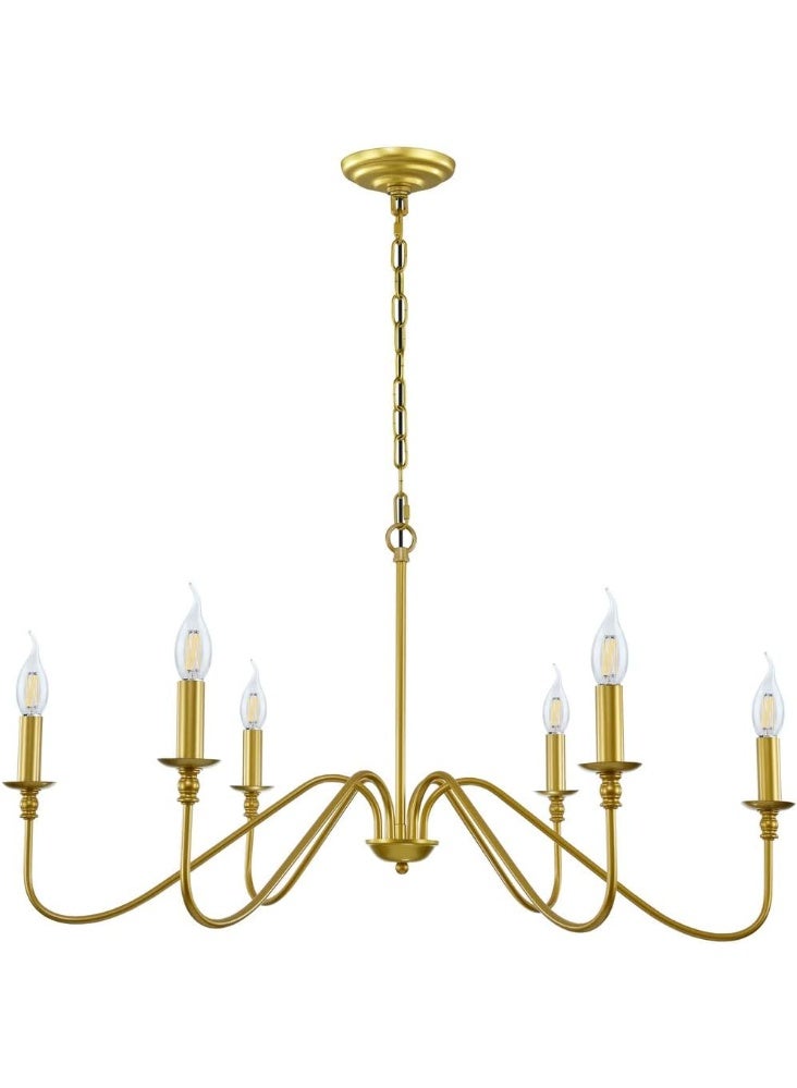 Jorunb 6 Light Chandelier,Contemporary Light Fixture for Dining Room, Sleek Gold Chandelier suitable for Elegant Areas, Hanging Ceiling Light for Farmhouse Style in Living Room, Kitchen, and Bedroom - Image 1