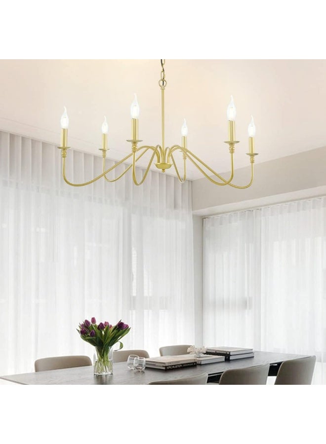 Jorunb 6 Light Chandelier,Contemporary Light Fixture for Dining Room, Sleek Gold Chandelier suitable for Elegant Areas, Hanging Ceiling Light for Farmhouse Style in Living Room, Kitchen, and Bedroom - Image 4