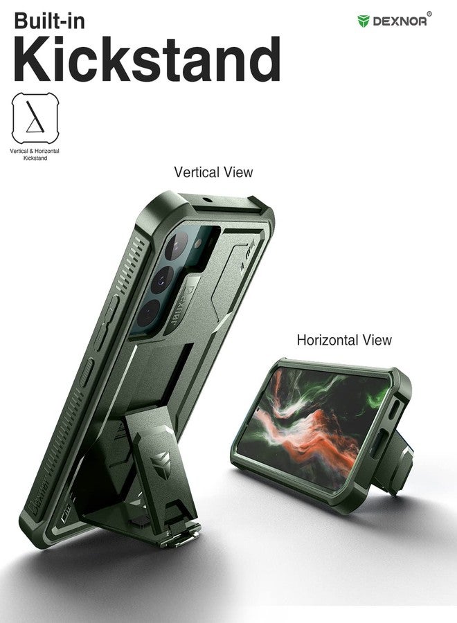 Dexnor Compatible with Samsung Galaxy S22 Plus 5G Case with Built-in Screen Protector Military-Grade 360 Full Body Shockproof Bumper Protection Cover with Stand - Military Green - Image 4