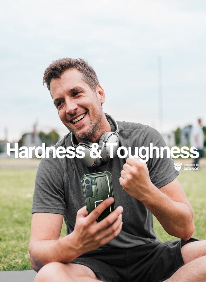 Dexnor Compatible with Samsung Galaxy S22 Plus 5G Case with Built-in Screen Protector Military-Grade 360 Full Body Shockproof Bumper Protection Cover with Stand - Military Green - Image 5