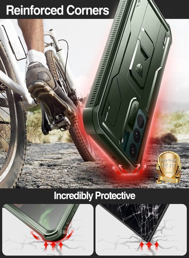 Dexnor Compatible with Samsung Galaxy S22 Plus 5G Case with Built-in Screen Protector Military-Grade 360 Full Body Shockproof Bumper Protection Cover with Stand - Military Green - Image 3