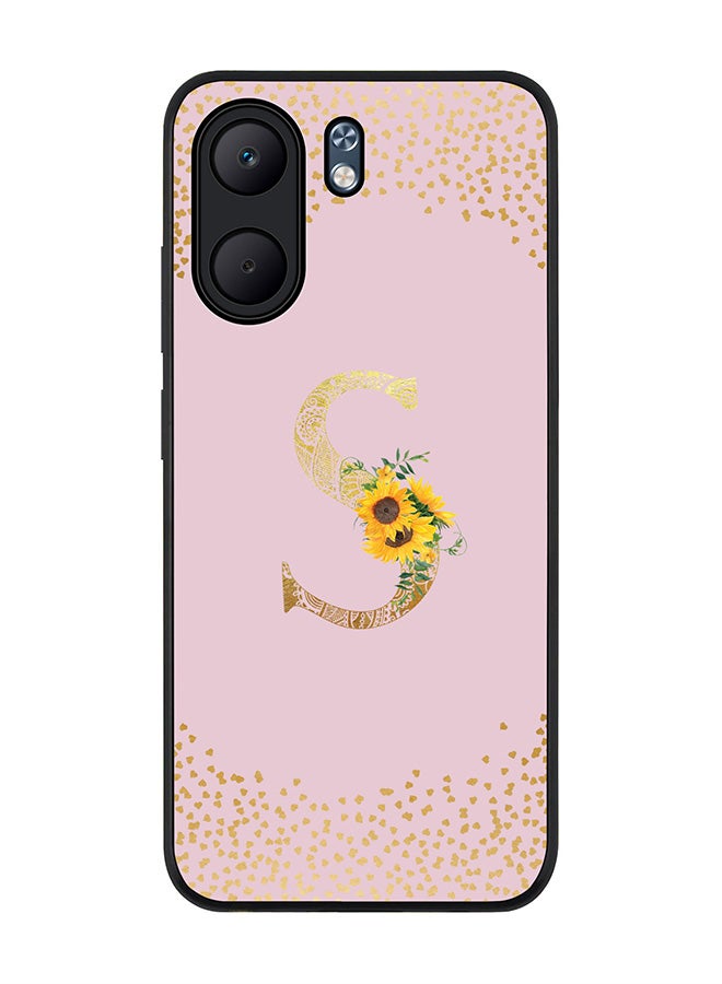Stylizedd For Oppo A5x 5G / A5x 4G Case,Slim fit Camera Protection, Shockproof Thin Phone cover  - Custom Floral Monogram - S  (Pink )