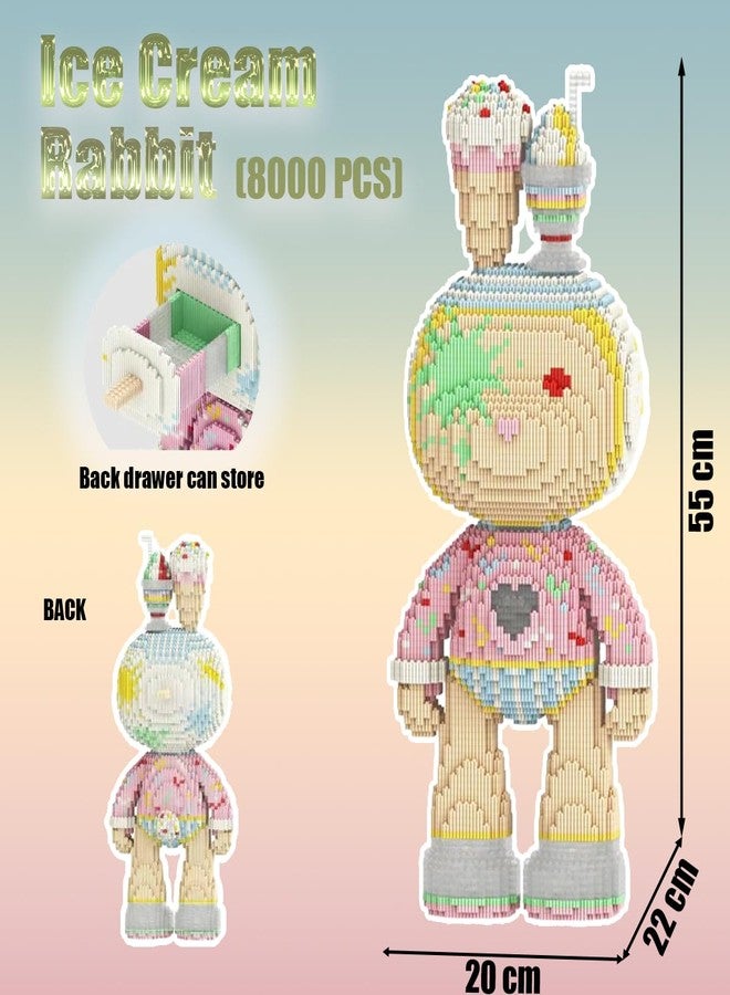 HONLANCH Animal Ice Cream Rabbit Micro Building Blocks Set（8000PCS 55cm High Series） Gift for Adults and Kids - Image 2