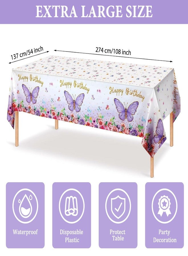 7CDXD Butterfly Party Decorations, Girls Birthday Themes Decorations with Purple Balloon Arch Kit Butterfly Photography Backdrop Banner and Tablecloth for Girls Women Butterfly Birthday Decor - Image 3