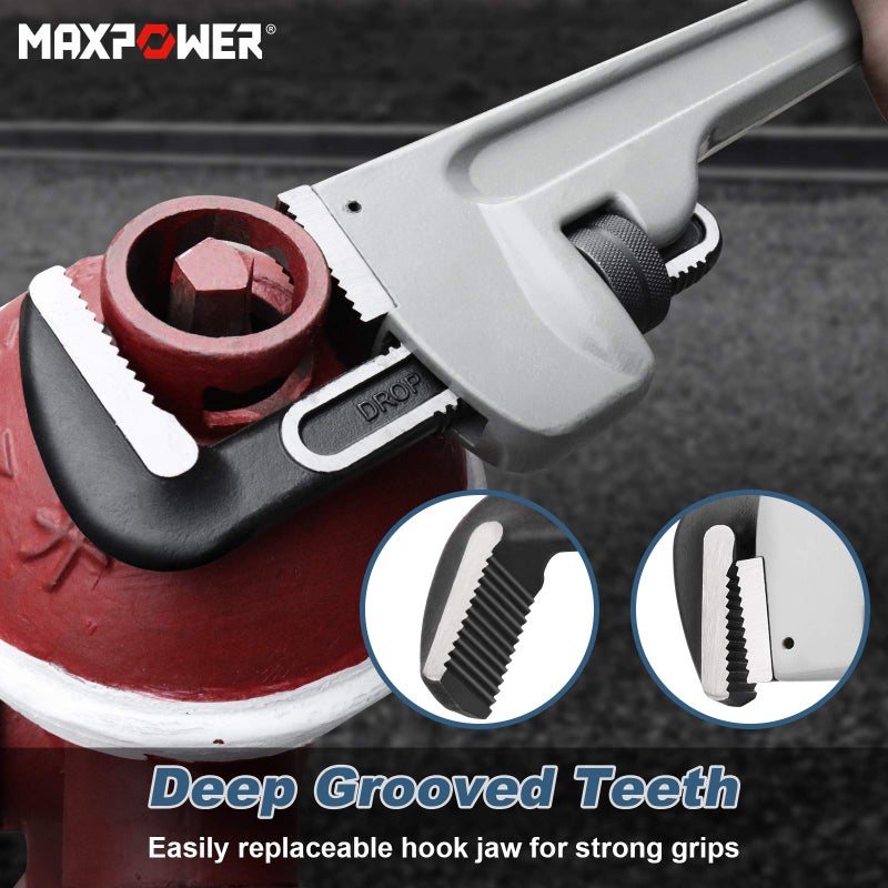 MAXPOWER 36-inch Pipe Wrench, Heavy Duty Straight Pipe Wrench Aluminum Plumber Wrench - Image 5